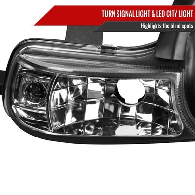 2000-2002 Dodge Plymouth Neon Dual Halo Projector Headlights Matte Black/Clear