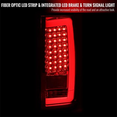 2004-2015 Nissan Titan LED Tail Lights with White LED Tube Chrome/Red Lens