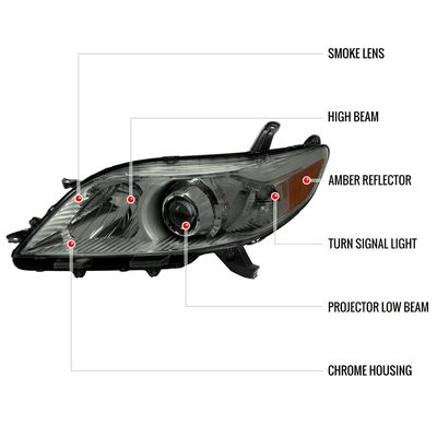 2011-2020 Toyota Sienna Projector Headlights Chrome Housing/Smoke Lens