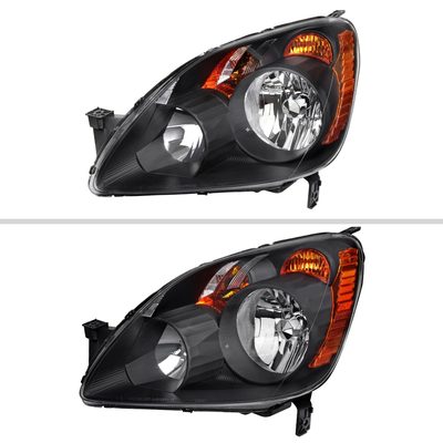 2005-2006 Honda CR-V Factory JP Headlights w/Amber Reflectors Matt Black/Clear