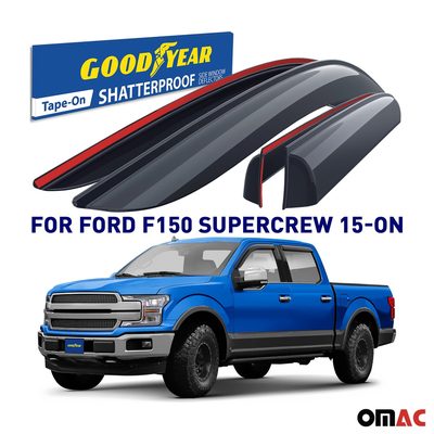 Goodyear Wind Deflectors for Ford F-150 Raptor 2017-25 SuperCrew Shatterproof 4x