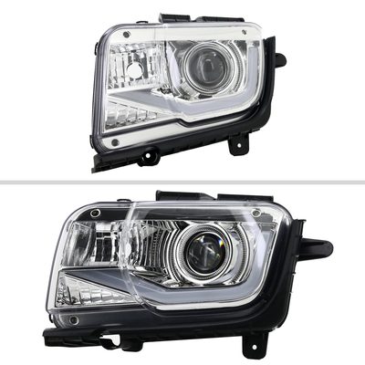 2010-2013 Chevy Camaro LED Bar Projector Headlights Chrome/Clear Lens