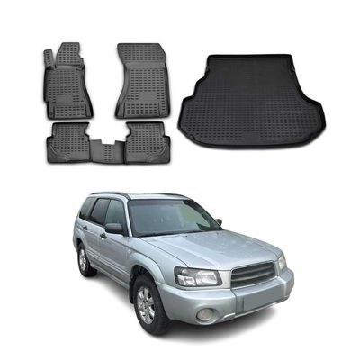 2003-2008 Subaru Forester II Floor Mats & Cargo Liner Full Set All Weather Black