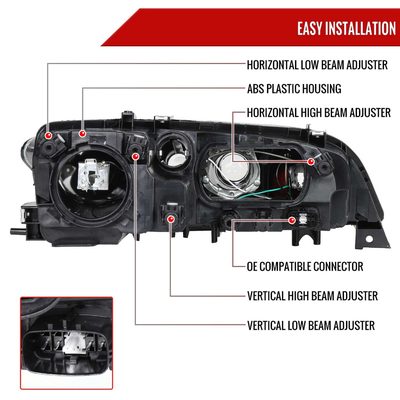 For Mazda 6 2003-2005 Factory Style Projector Headlights Chrome Housing Clear Lens