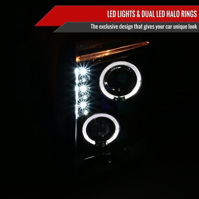 2008-2010 Ford F-250 F-350 F-450 Dual Halo Projector Headlights Matt Black