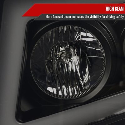 2007-2013 Chevy Avalanche/ Tahoe Suburban LED C-Bar Headlights Black Smoke