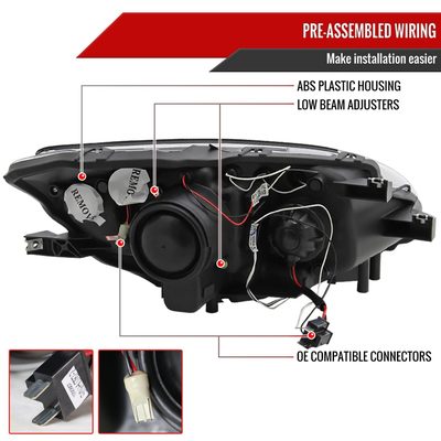 2000-2003 Honda S2000 AP1 Dual Halo Projector Headlights Matte Black/Clear