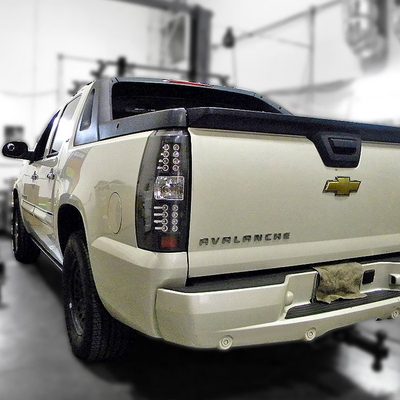 2007-2012 Chevy Avalanche LED Tail Lights Matte Black Housing/Clear Lens