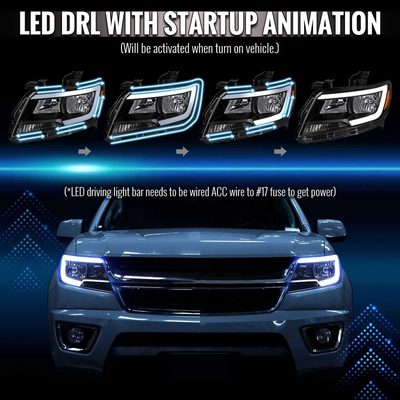 For Chevrolet Colorado 2015-2022 Factory Style Headlights Switchback LED Bar Turn Signal Black Housing Clear Lens