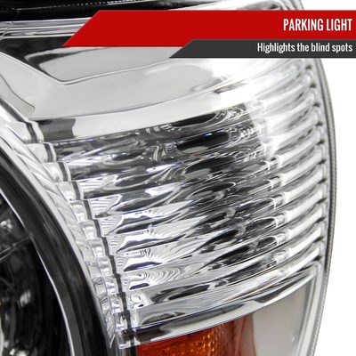 2005-2011 Toyota Tacoma Retro Style Projector Headlights Chrome/Clear Lens