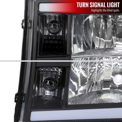 2007-2013 GMC Sierra 1500/2500/3500 LED Bar Factory Headlights Matt Black