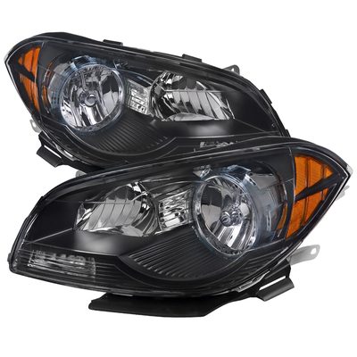 2008-2012 Chevy Malibu LS/LT/LTZ Crystal Headlights Amber Reflectors Black