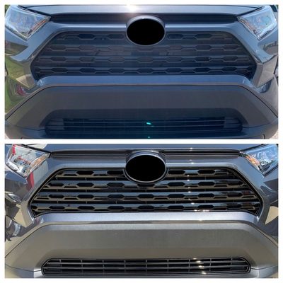 2019-2024 Toyota RAV4 Grille Overlay Gloss Black 2Pcs ABS Plastic