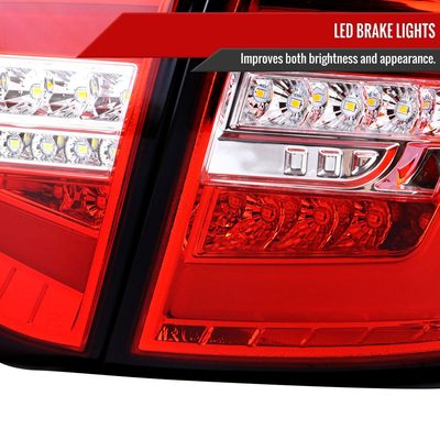 2008-2014 Subaru Impreza WRX Hatchback LED Tube Tail Lights Chrome/Red