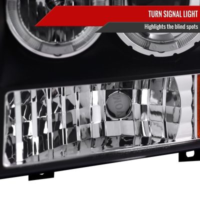 1999-2004 Ford Excursion F-250 F-350 F-450 F-550 Dual Halo Headlights Black