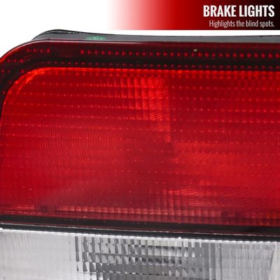 1996-2000 Honda Civic Coupe Tail Lights Chrome Housing/Red Clear Lens