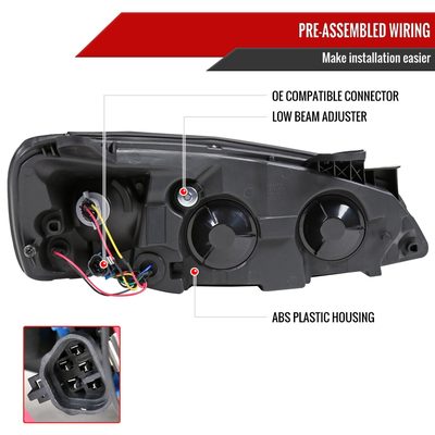 2005-2010 Pontiac G6 Factory Style Headlights w/ Amber Reflectors Chrome/Clear