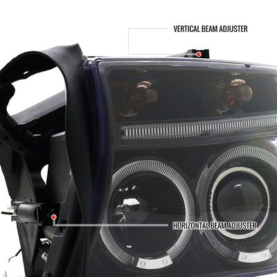 1997-2004 Dodge Dakota/ 98-2003 Durango Dual Halo Projector Headlights Jet Black