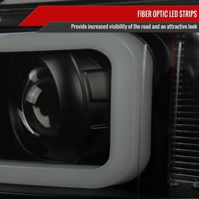 2007-2013 Chevy Silverado 1500 2500HD 3500HD LED C-Bar Headlights Black Smoke