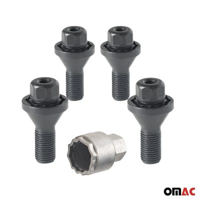 Wheel Lock Kit for Alfa Romeo Giulietta 2010-2020 M12X1.25 Black 4Locks&1Key
