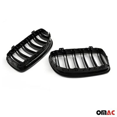 2009-2012 BMW 3 Series E90 E91 E92 E93 FL Front Kidney Grille M3 Style Gloss Black Dual Slat