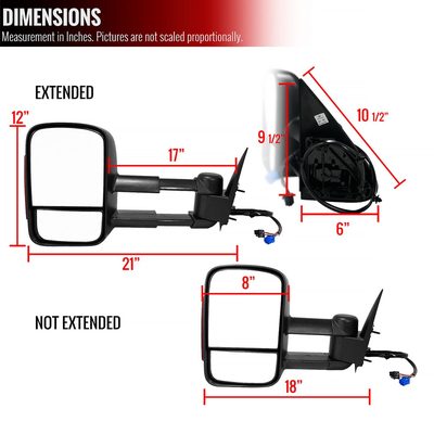 2003-2007 Chevy Silverado/Suburban/Tahoe Heated Towing Mirrors Smoke &Signal