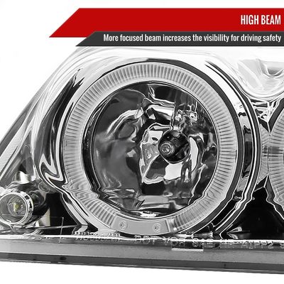 1999-2004 Ford Mustang Dual Halo Projector Headlights Chrome/Clear Lens