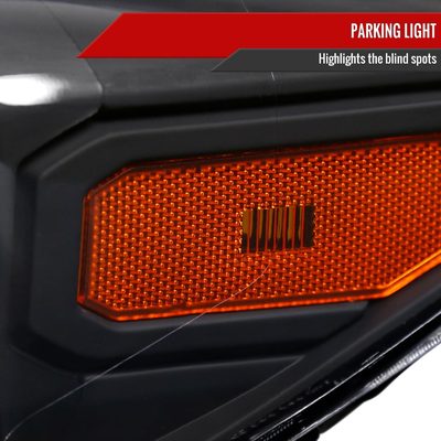 2016-2023 Toyota Tacoma Projector Headlights Amber Reflectors Matt Black/Clear