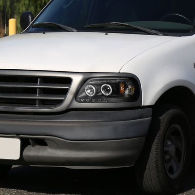1997-2004 Ford F-150 / 1997-2002 Expedition Dual Halo Projector Headlights Black