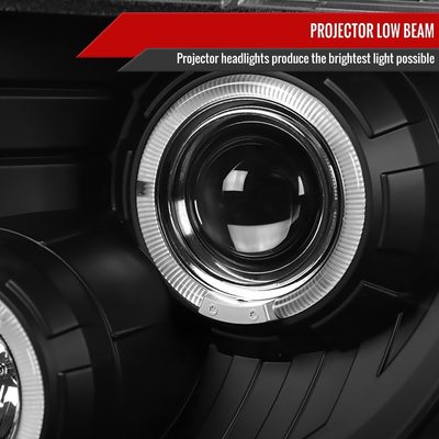 2009-2014 Ford F-150 Dual Halo Projector Headlights Matte Black/Clear Lens