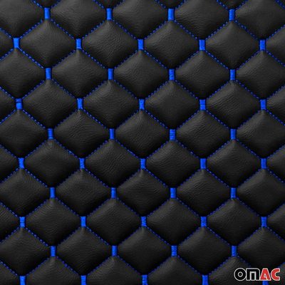 Embossed Black Faux Leather Lining Blue Stitch Car Upholstery 1 Yard x 1.5 Yards