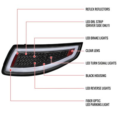 2005-2008 Porsche 911 997 Carrera / 911 997 GT3 LED Tail Lights Matt Black