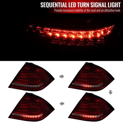 2001-2004 Mercedes Benz W203 C-Class Signal LED Tail Lights Chrome/Red Smoke