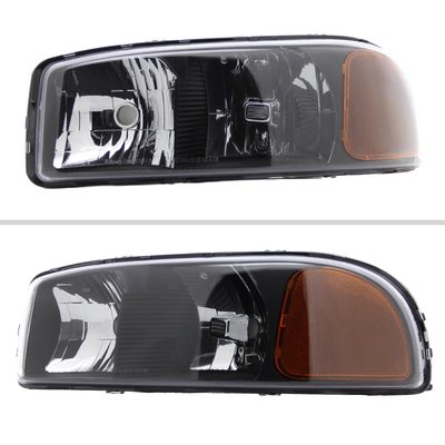 1999-2006 GMC Sierra/Yukon/Yukon XL Crystal Headlights Amber Reflector Black