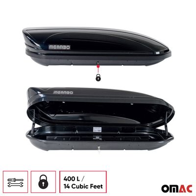 MENABO Car Roof Box Rooftop Cargo Carrier 14 Cubic Storage Box Black Universal