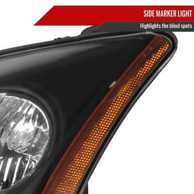 2007-2009 Nissan Sentra Factory Headlights w/Amber Reflector Matt Black/Clear