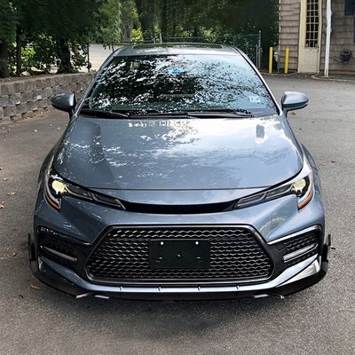 2019-2020 Toyota Corolla Sedan Glossy Black Polypropylen 3Pcs Bumper Lip