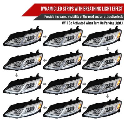 2019-2024 Chevy Malibu Sequential LED Turn Signal Projector Headlights Chrome
