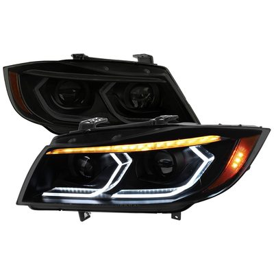 2006-2011 BMW E90 3 Series Sedan 3D Iced LED Dual Projector Headlights Smoke