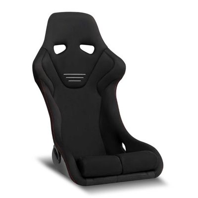 Universal Bucket Racing Seat Fiber Glass Black Suede Double Red Stitch