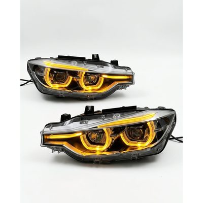 BMW 3 Series F30 LED Headlight Assembly with Triple-Color DRL (Amber / White / Yellow) & High / Low Beam 2012 - 2018