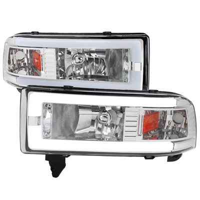 1994-2001 Dodge RAM 1500/ RAM 2500/3500 Dual LED Bar Factory Headlights Chrome