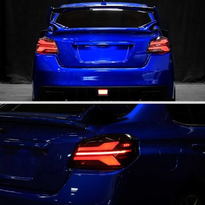 For Subaru WRX STi 015-2021 LED Tail Light Sequential Glossy Black Clear Brake Reverse Marker Strip