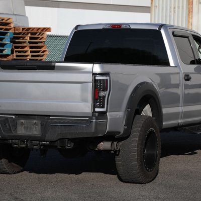 2017-2019 Ford F-250/350/450/550 White LED Bar Tail Lights Matt Black/Clear