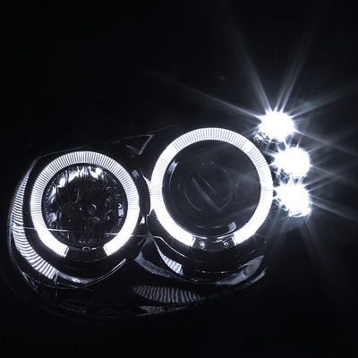 2003-2005 Dodge Neon Dual Halo Projector Headlights Glossy Black/Smoke Lens