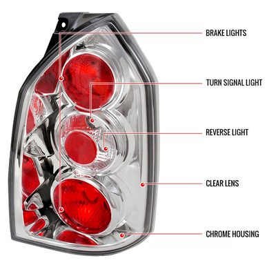 2004-2009 Hyundai Tucson Tail Lights Chrome Housing/Clear Lens