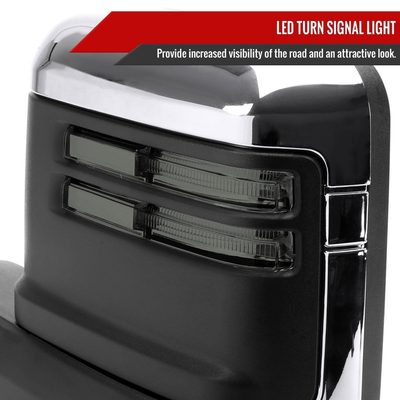 2019-2022 GMC Sierra 1500 Heated Chrome Towing Mirrors Smoke Lens Turn Signal