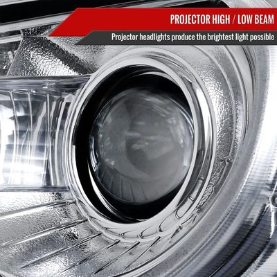 2005-2010 Chrysler 300 Projector Headlights w/ LED Light Strip Chrome/Clear