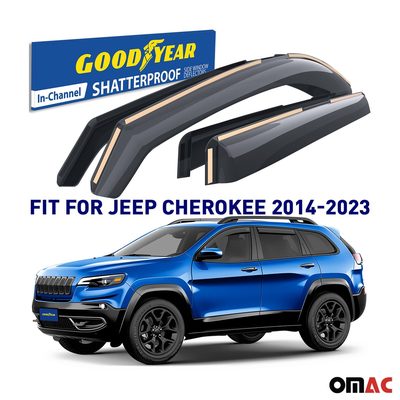 Goodyear Wind Deflectors for Jeep Cherokee 2014-2023 In-channel Premium Smoke 4x