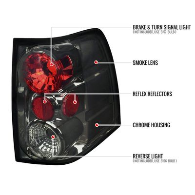 2003-2006 Ford Expedition Tail Lights Chrome Housing/Smoke Lens
